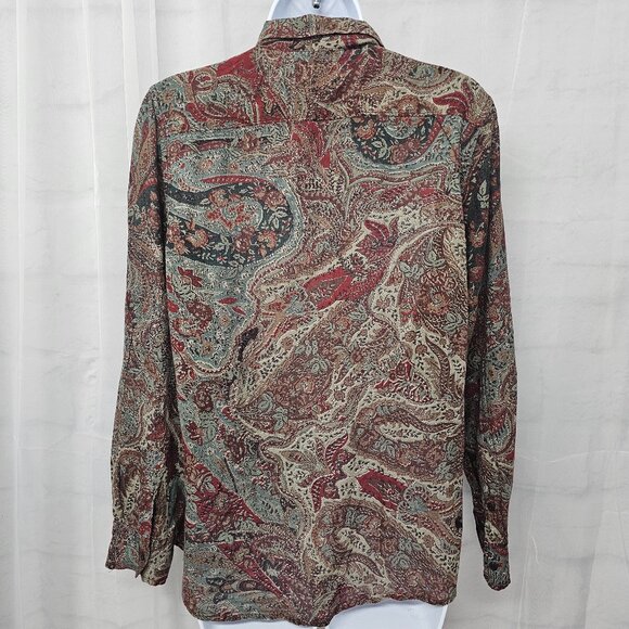 Denim & Supply Green Red Button Down Blouse Boho Western Floral S - Picture 7 of 11